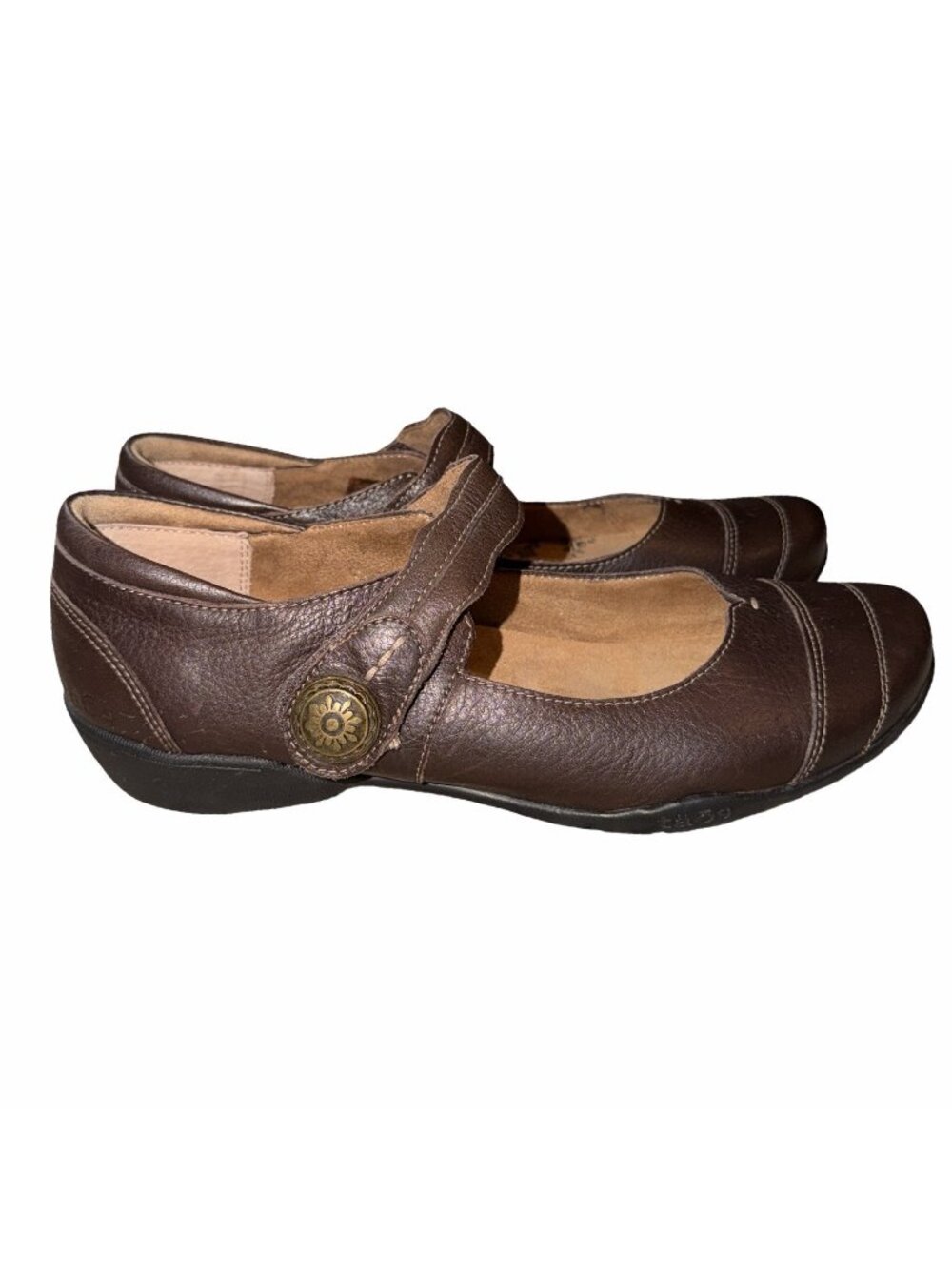 Taos Applause Brown Leather Mary Jane Comfort Shoes Flats Size 40 / US 9 Boho